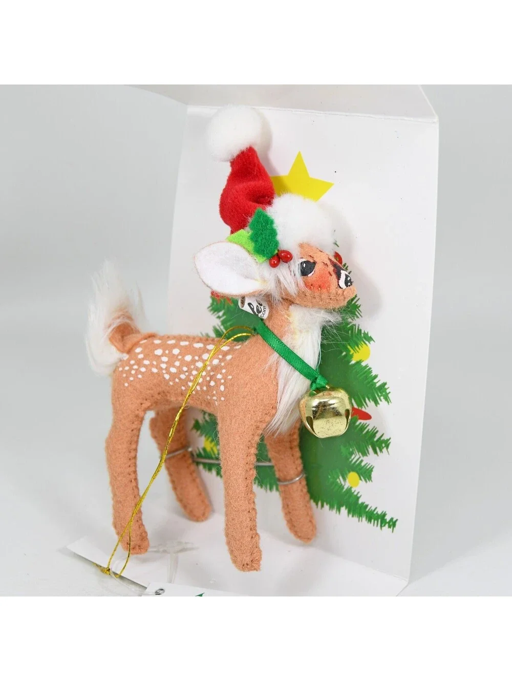 Annalee Christmas Ornament Deer Reindeer Fawn Santa Hat Bell 5